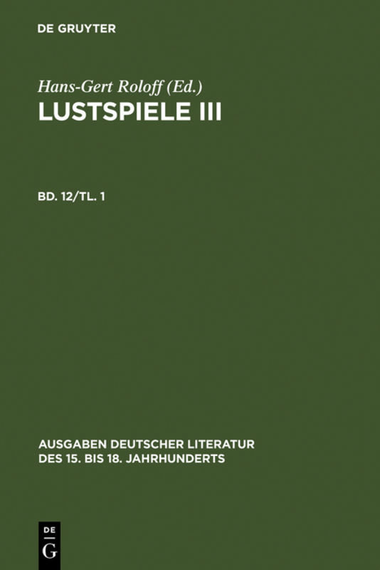 Lustspiele III. Erster Teil