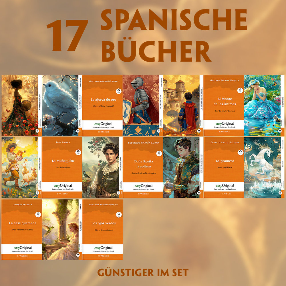 17 spanische Bücher (17 Bücher + Audio-Online) - Frank-Lesemethode - Kommentierte zweisprachige Ausgabe Spanisch-Deutsch